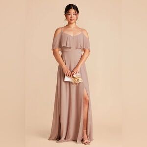 Birdy Grey Jane Convertible Flowy Chiffon Maxi Dress SMALL Taupe